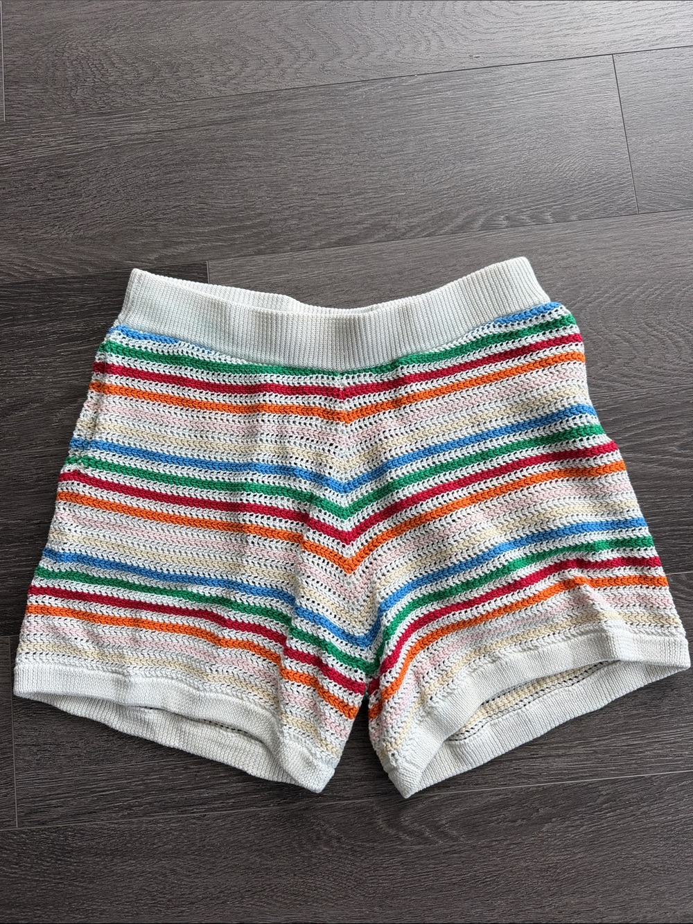 Men’s Multicolor Striped Knit Hybrid Shorts - White Base